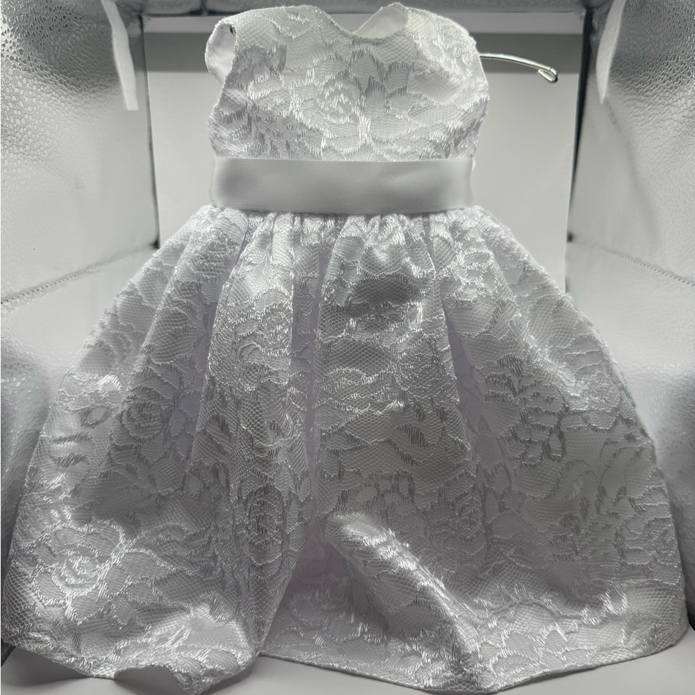 Elegant White Lace 18” doll  Dress